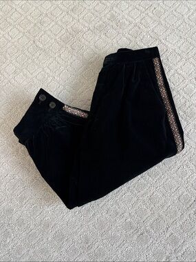 Vintage 80’s Black velvet with pink floral trim knicker pants size 8/small